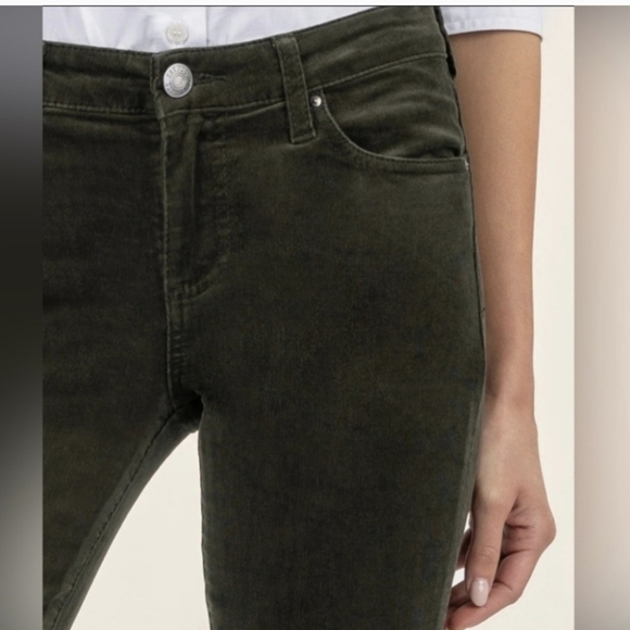 Kut From The Kloth Diana Skinny Dark Green Stretch Corduroy Pants - Size 10 - Picture 2 of 16